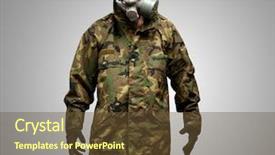  Presentation with gas - Presentation theme with swat pollution - soldier with gas mask background and a tawny brown colored foreground