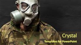  Presentation with gas - Amazing slide set having swat pollution - soldier with gas mask backdrop and a tawny brown colored foreground
