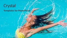  Presentation with group of three young girl - Presentation having sway - attractive fit young tanned girl background and a teal colored foreground