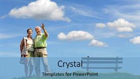  Presentation with senior couple - Presentation having sway - senior retired smiling couple man background and a light blue colored foreground