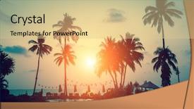  Presentation with tropical beach sunset - PPT theme consisting of sway - silhouettes of palm trees background and a lemonade colored foreground