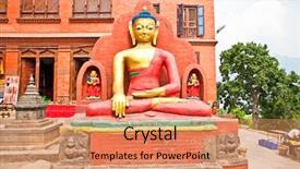  Presentation with monkey - Amazing presentation theme having swayambhunath monkey temple kathmandu nepal backdrop and a coral colored foreground