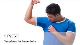  Presentation with bad - Audience pleasing slide set consisting of sweat - man sweating excessively smelling bad backdrop and a white colored foreground