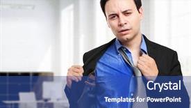  Presentation with climate - Beautiful presentation theme featuring sweat - sweating businessman due to hot backdrop and a ocean colored foreground