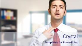 Presentation with climate - Slides enhanced with sweat - sweating businessman due to hot background and a sky blue colored foreground