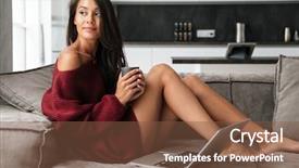  Presentation with coffee cup - Slides enhanced with sweater holding cup of coffee background and a tawny brown colored foreground