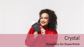  Presentation with sexy santa woman red - Audience pleasing slide set consisting of sweater holding passport with ticket backdrop and a coral colored foreground