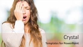  Presentation with face pain - Presentation design consisting of sweater yawning tired covering half background and a coral colored foreground