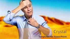 Presentation with climate - Slide set enhanced with sweating-businessman-due-to-hot background and a gold colored foreground
