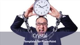  Presentation with clock - PPT theme having sweatshops - businessman with clock isolated background and a ocean colored foreground