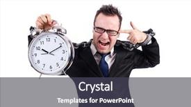  Presentation with clock - Presentation theme enhanced with sweatshops - businessman with clock isolated background and a tawny brown colored foreground