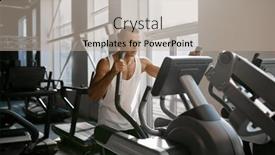  Presentation with cardio - Presentation design enhanced with sweaty-sportsman-doing-cardio-exercise background and a mint green colored foreground