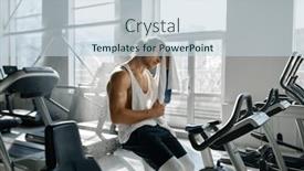  Presentation with training - Presentation theme having sweaty-tired-sportsman-wiping-wet background and a lemonade colored foreground