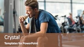  Presentation with energy bar - Cool new PPT layouts with sweaty young man eating energy backdrop and a tawny brown colored foreground