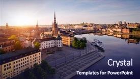  Presentation with aerial - Audience pleasing presentation theme consisting of sweden - aerial view of stockholm city backdrop and a light gray colored foreground