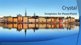  Presentation with city - Amazing slide set having sweden - stockholm city backdrop and a light gray colored foreground