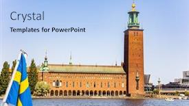  Presentation with canals - Slides having sweden-the-city-hall background and a light blue colored foreground