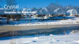 Presentation with winter river - Theme consisting of sweden-winter-residential-area background and a  colored foreground