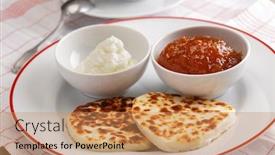  Presentation with swedish - Amazing presentation theme having swedish-breakfast-with-mini-farmer backdrop and a coral colored foreground