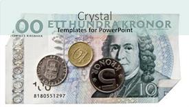  Presentation with swedish - Presentation theme consisting of swedish currency and coins closeup background and a soft green colored foreground