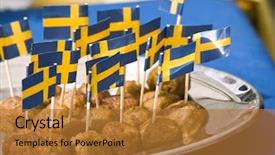  Presentation with swedish - Beautiful PPT theme featuring meatballs with swedish flags backdrop and a light gray colored foreground