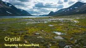  Presentation with swedish - Slides with swedish-lapland-landscape-lake-reaiddajavri background and a tawny brown colored foreground