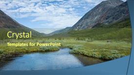  Presentation with water environment - Presentation theme having swedish-lapland-landscape-vistasvagge-valley background and a tawny brown colored foreground