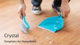  Presentation with cleaning - Cool new theme with sweep - cleaning and home concept backdrop and a lemonade colored foreground