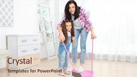  Presentation with angio room - Amazing PPT layouts having sweep - daughter and mother sweeping together backdrop and a lemonade colored foreground