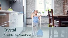 Presentation with kitchen - Colorful slide set enhanced with sweep - girl sweeping the floor backdrop and a lemonade colored foreground