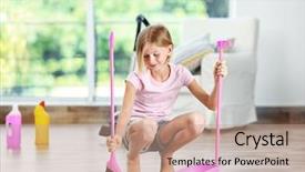  Presentation with floor - Amazing slide deck having sweep - little girl sweeping floor backdrop and a coral colored foreground
