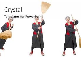 Sweep Woman With Sweeping Brush Isolated PPT template 64 | CrystalGraphics