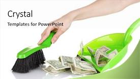  Presentation with close up shot - Audience pleasing theme consisting of sweeps money in the shovel backdrop and a white colored foreground