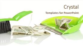  Presentation with money - PPT layouts with sweeps money in the shovel background and a  colored foreground