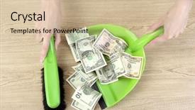  Presentation with mining truck shovel - Slide deck enhanced with sweeps money in the shovel background and a soft green colored foreground