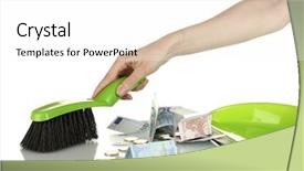 Presentation with money - PPT layouts with sweeps money in the shovel background and a white colored foreground