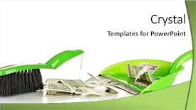  Presentation with mining truck shovel - Audience pleasing theme consisting of sweeps money in the shovel backdrop and a white colored foreground