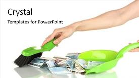  Presentation with drop - Presentation theme consisting of sweeps money in the shovel background and a white colored foreground