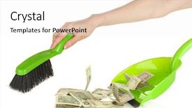  Presentation with money - Presentation theme featuring sweeps money in the shovel background and a white colored foreground