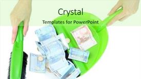  Presentation with money - Presentation theme consisting of sweeps money in the shovel background and a mint green colored foreground