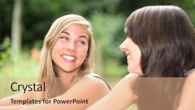  Presentation with friends - Beautiful PPT theme featuring sweet 16 - friends smiling backdrop and a coral colored foreground