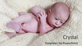 Presentation with newborn baby - PPT theme featuring sweet 16 - newborn baby taken closeup 16 background and a light gray colored foreground