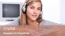  Presentation with teenage girl - PPT theme enhanced with sweet 16 - teenage girl listening to music background and a coral colored foreground