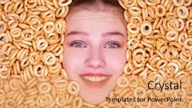  Presentation with beautiful fresh leaves water drops - Theme featuring sweet 16 - young beautiful woman face background and a coral colored foreground