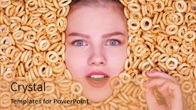  Presentation with beautiful fresh leaves water drops - PPT layouts consisting of sweet 16 - young beautiful woman face background and a coral colored foreground