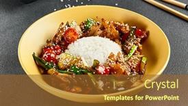  Presentation with chopstick - Presentation theme consisting of sweet-and-sour-chicken background and a tawny brown colored foreground