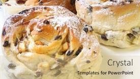  Presentation with scroll - PPT theme enhanced with sweet apple scroll sweet buns - great for taking a break with coffee or tea or as part of a continental breakfast background and a coral colored foreground