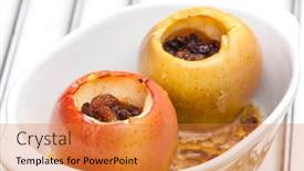  Presentation with sweet - Slide deck with sweet-apples-baked-with-raisins background and a gold colored foreground