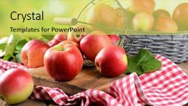  Presentation with wicker - Presentation having sweet apples in wicker basket background and a  colored foreground