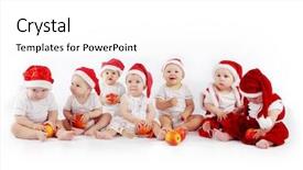  Presentation with baby christmas - Presentation theme featuring sweet babies wearing christmas background and a white colored foreground